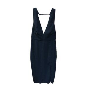 Lulus Black Sleeveless Deep v‎ Neck Open Back with High Slit on Side